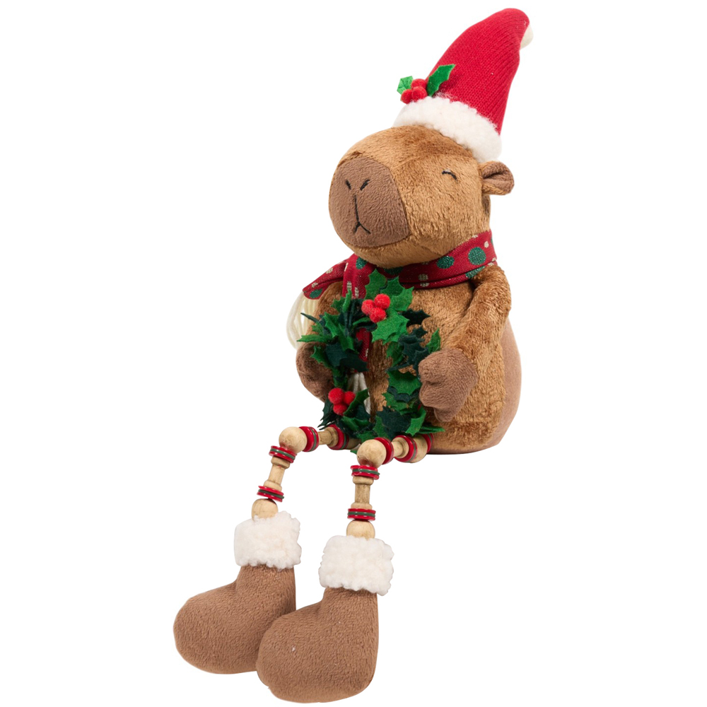 Shelf Sitting Christmas Capybara Decoration Image 5