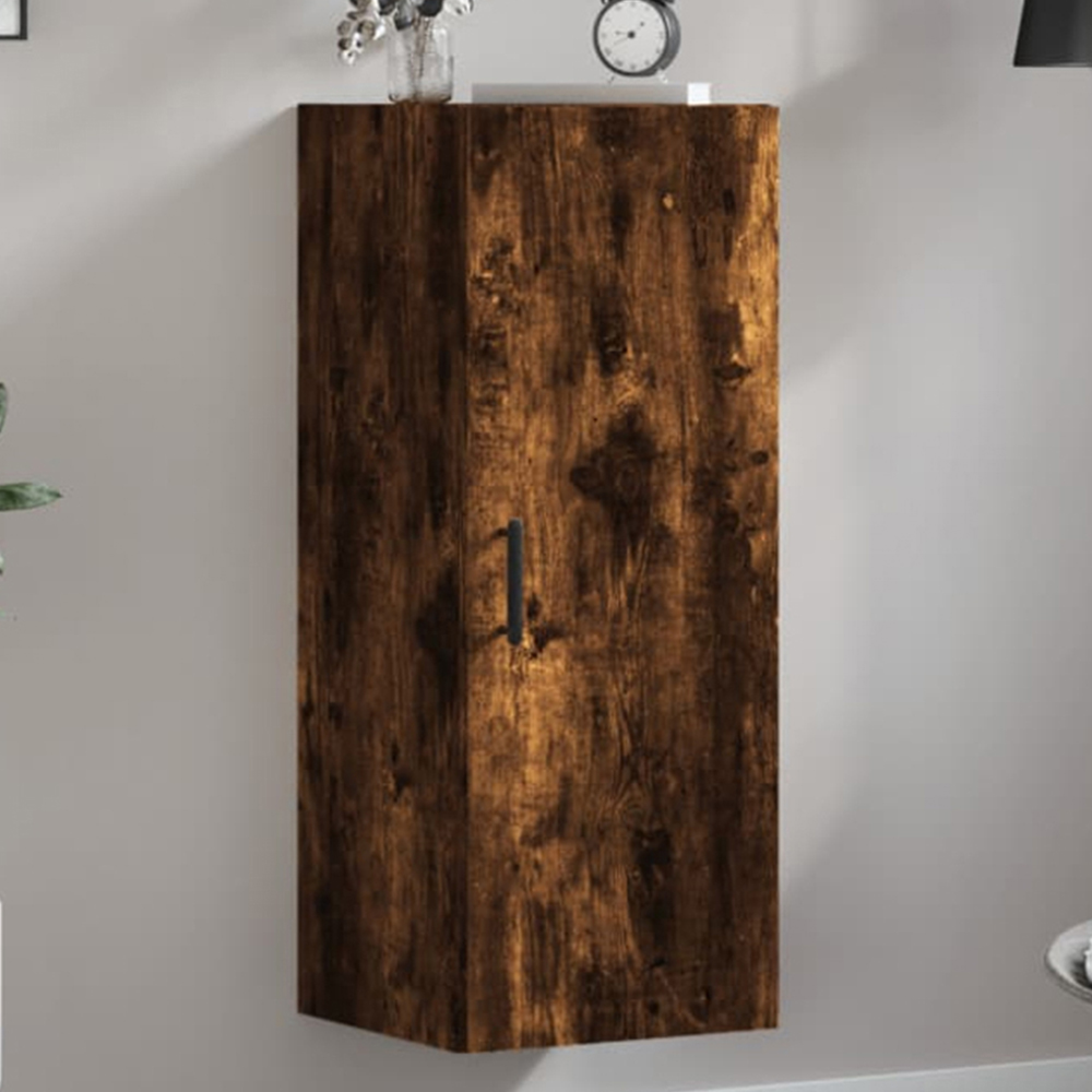 vidaXL Single Door Brown Smoked Oak Wall Mounted Cabinet Image 1