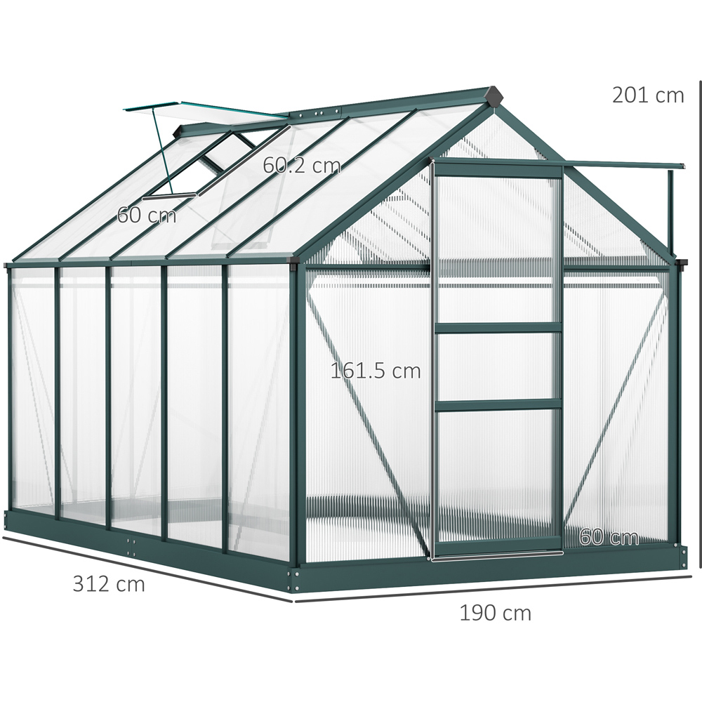 Outsunny 6 x 10ft Green Polycarbonate Greenhouse Image 8