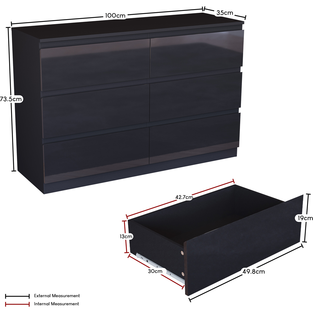 VIDA DESIGNS Glinton 6 Drawer Black Chest of Drawers Image 9