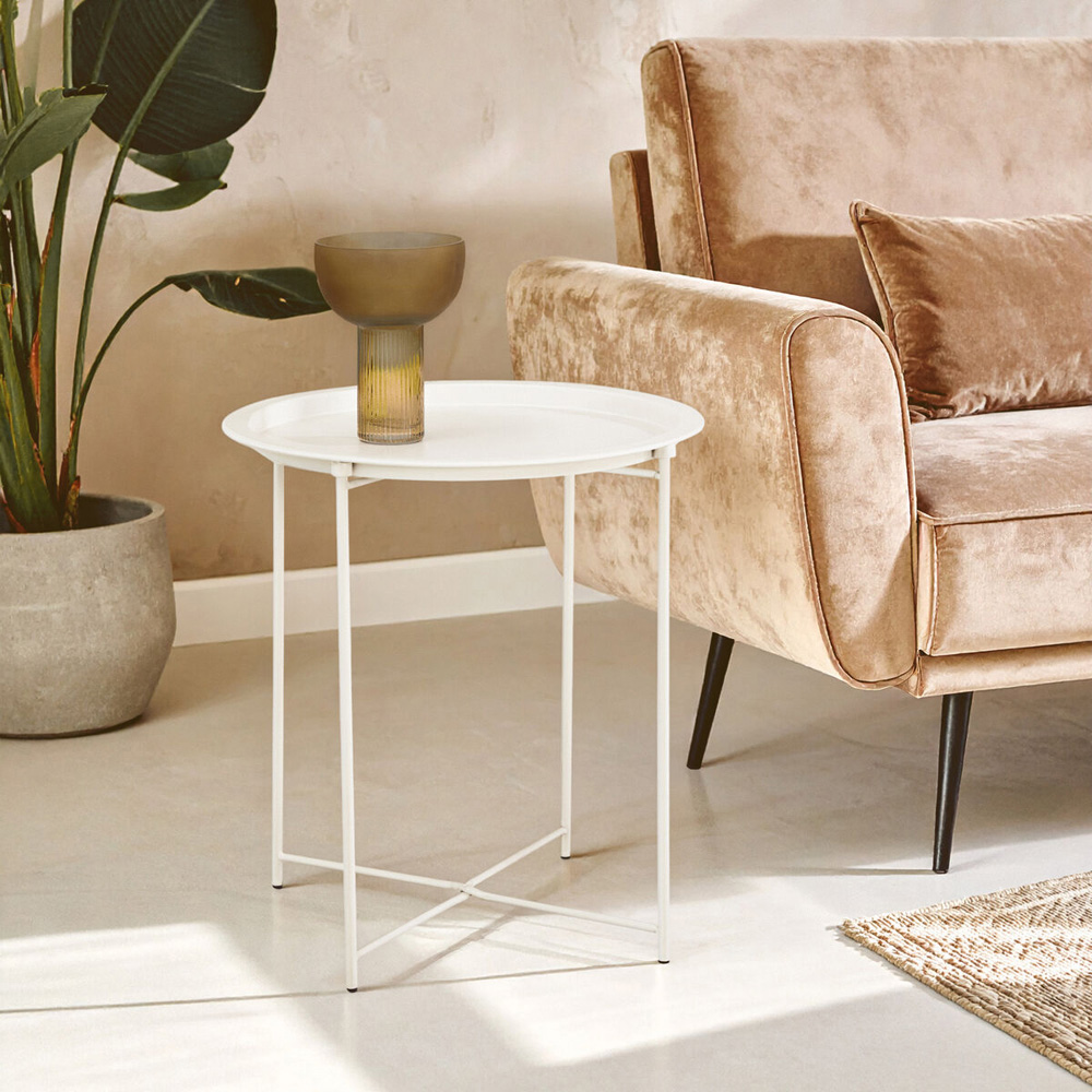 Premier Housewares White Metal Round Side Table Image 4