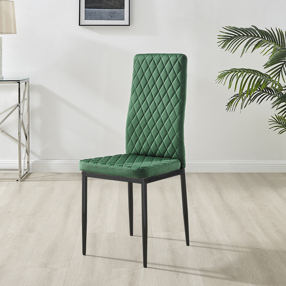 Furniturebox Valera Set of 4 Green and Black Velvet Dining Chair Image 5