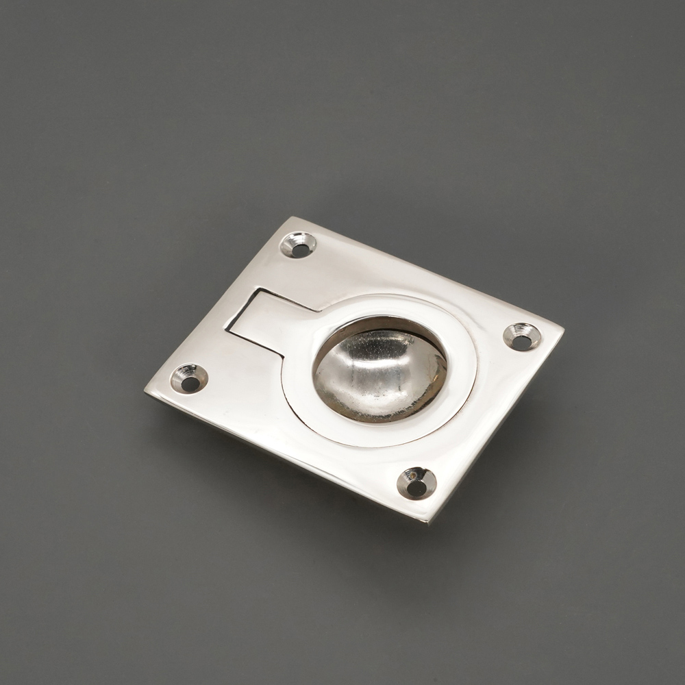 Spira Brass Polished Nickel Square Flush Ring Pull Handle Image 2
