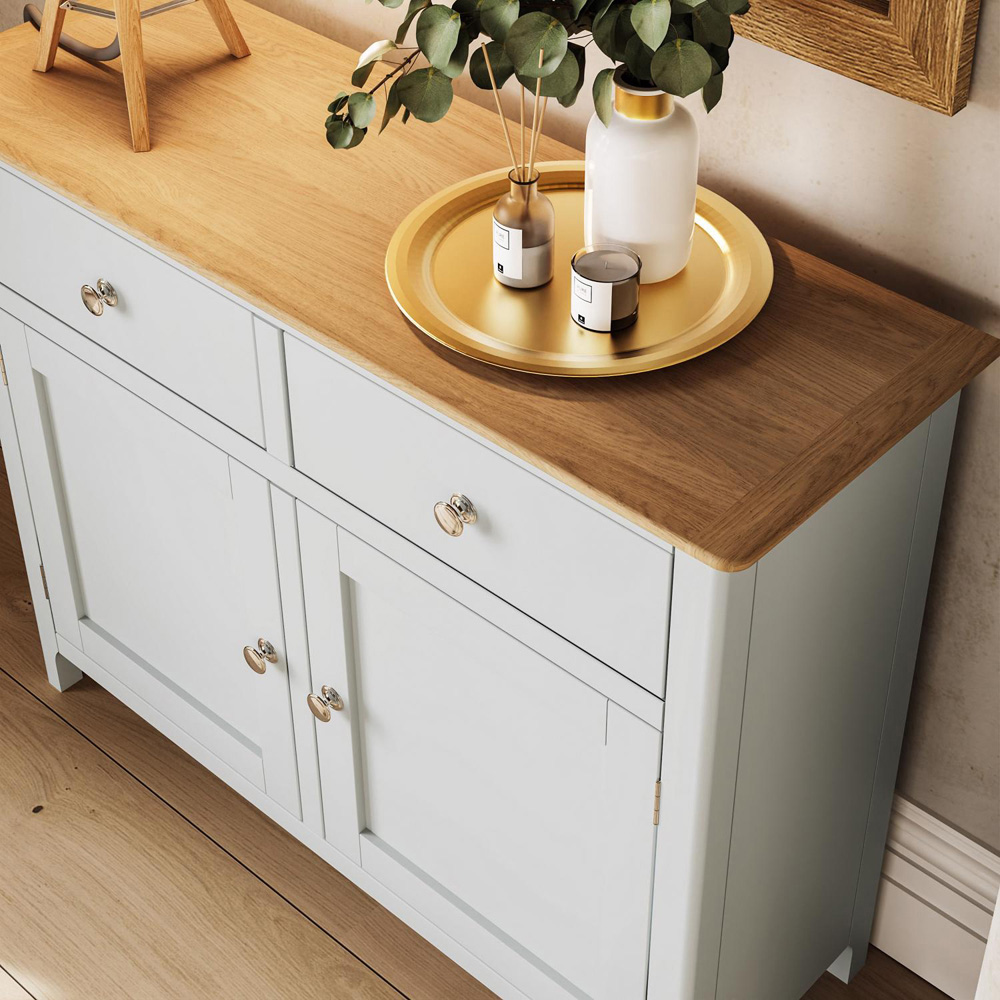 FWStyle Taberno 2 Drawer 2 Door White Linen and Oak Sideboard Image 6