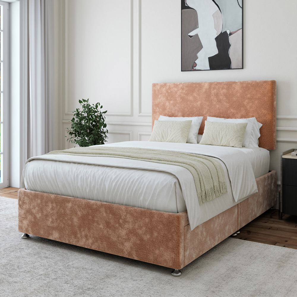 Bedmaster Super King Mink Chenille 2 Drawer Divan Base with Valencia Headboard Image 1