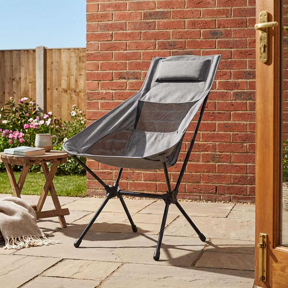 Active Sport High Back Camping Chair Grey and Black Image 5