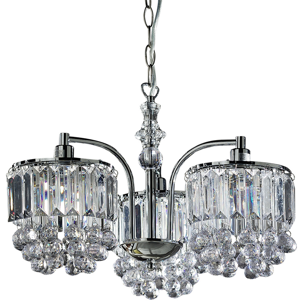 Kliving Abraham 3 Light Acrylic Beaded and Droplet Flush Fitting Ceiling Chandelier Image 1
