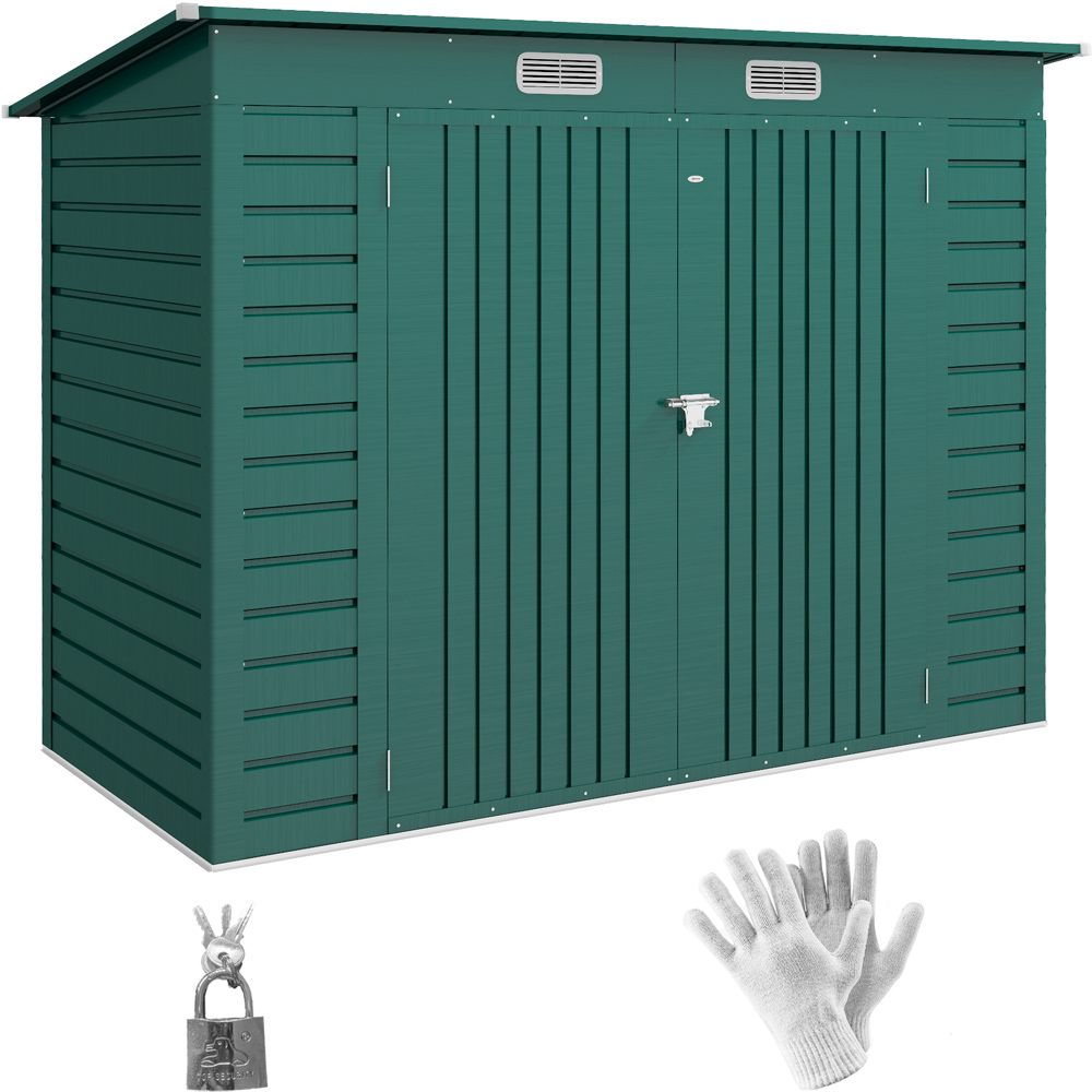 Outsunny 8 x 4ft Green Double Door Garden Storage Shed Image 3