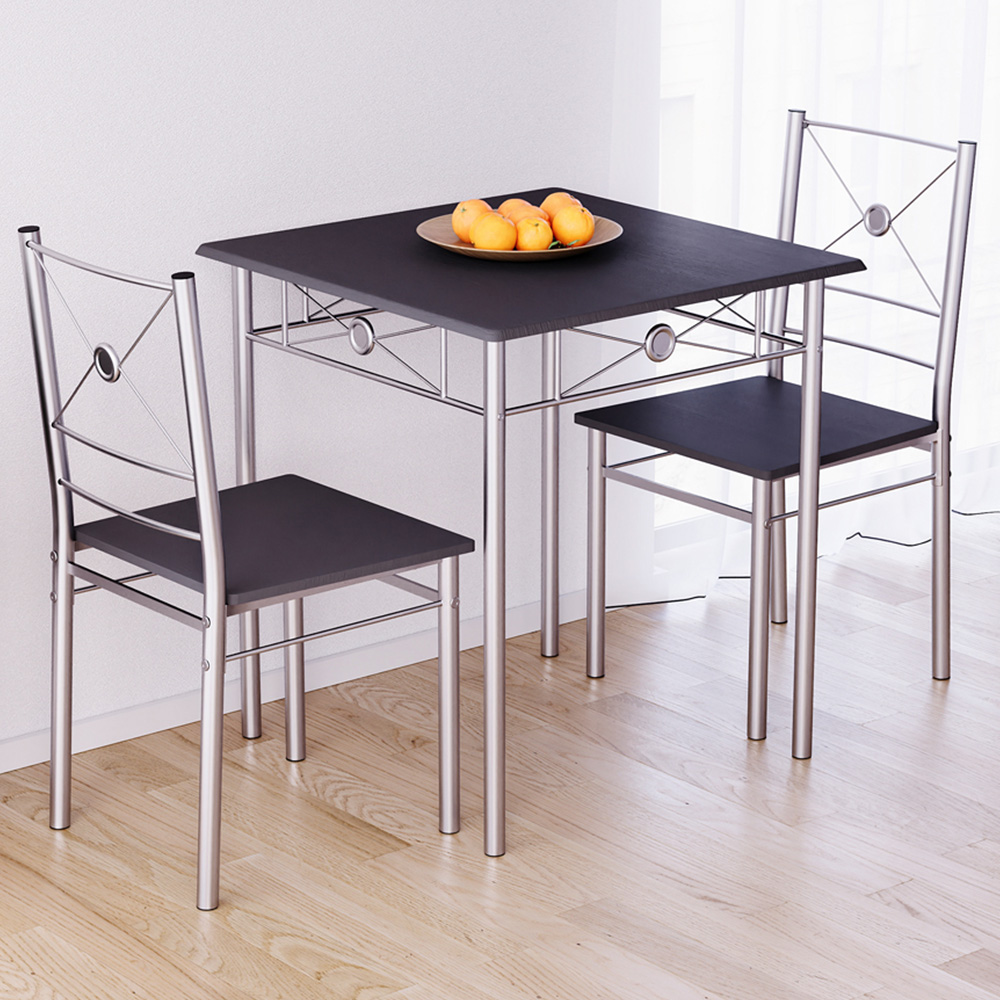 Vida Designs Roslyn 2 Seater Square Dining Set Black Image 1