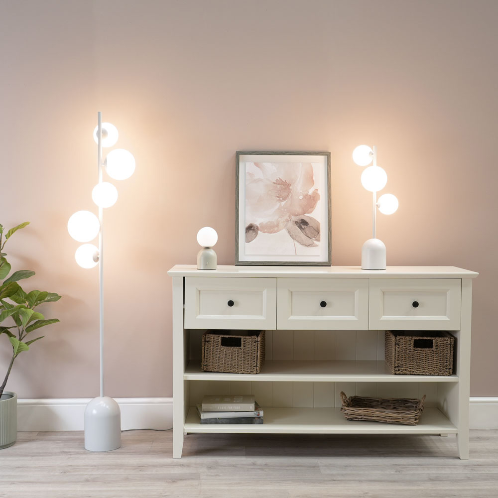 ValueLights Marlow 5 Way Oyster Grey Opaque Globe LED Floor Lamp Image 6