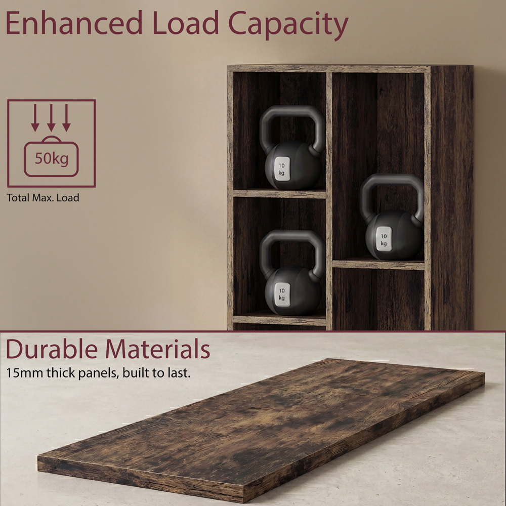 VIDA DESIGNS 5 Shelf Dark Wood Cube Storage Unit Image 6