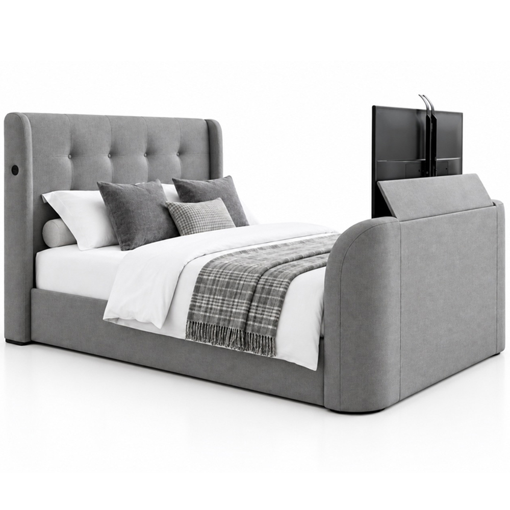 Webb Daniels MediaMax King Size Smoke Grey Fabric Ottoman Media TV Bed with 4.1 Soundbar Image 3