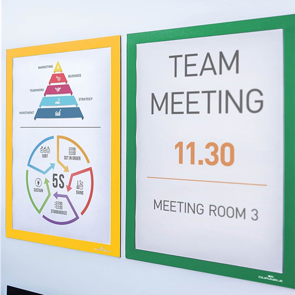 Durable DURAFRAME A4 Yellow Document Magnetic Signage Frame 5 Pack Image 4