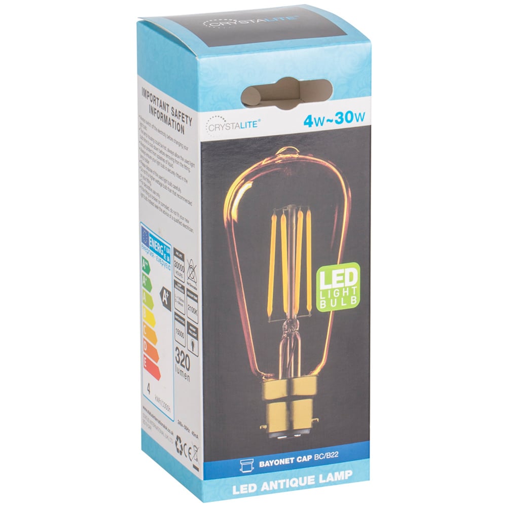 Crystalite Antique LED Golden Filament BC Bulb - White Image 1