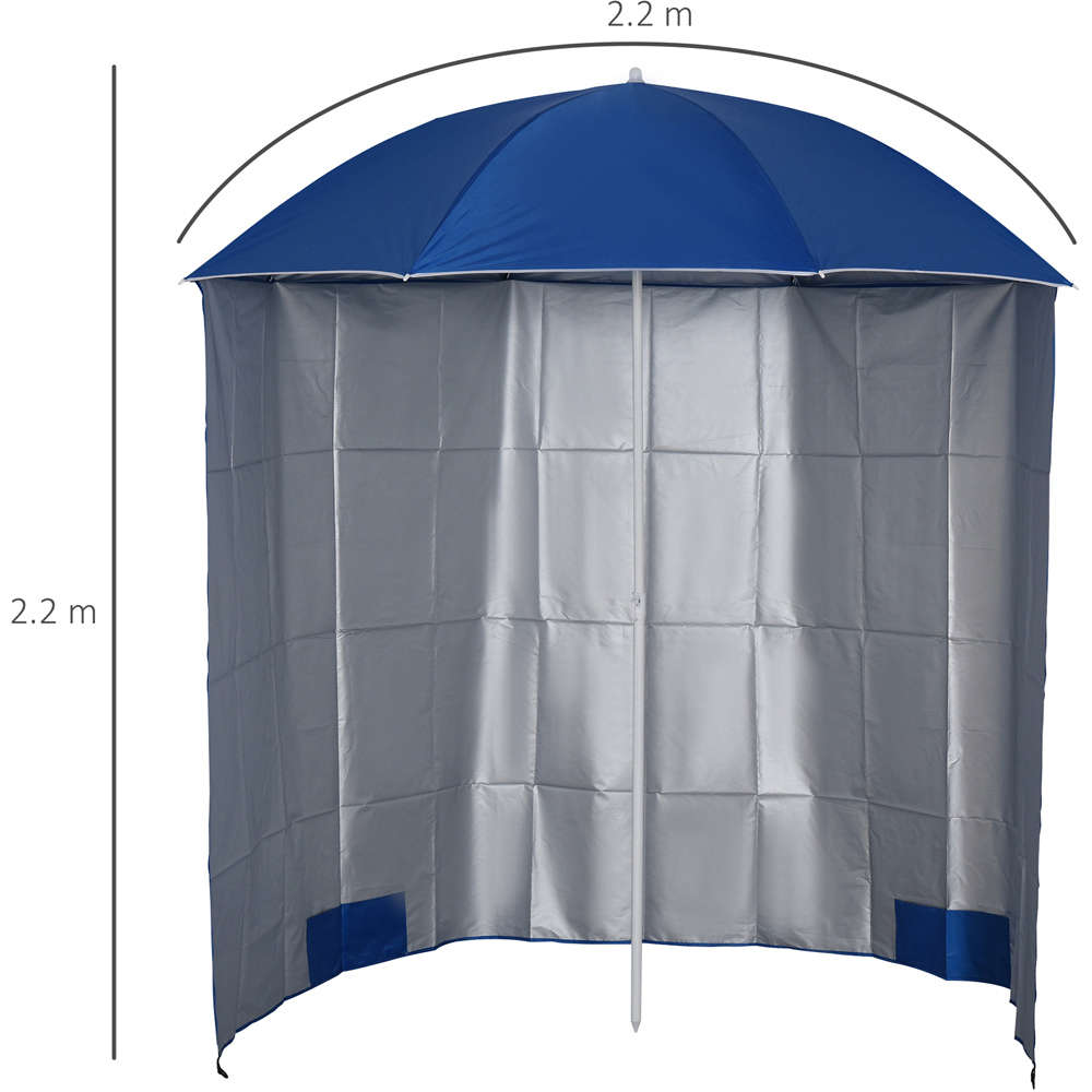 Outsunny Blue Fishing Beach Parasol with Sides and Carry Bag 2.2m Image 8