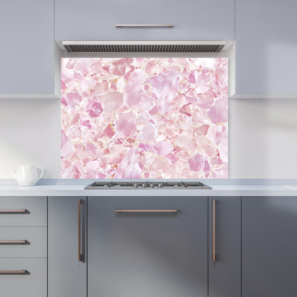 Warren Reed Designer Light Pink Quartz Effect Glass Kitchen Splashback 65 x 90cm Image 1