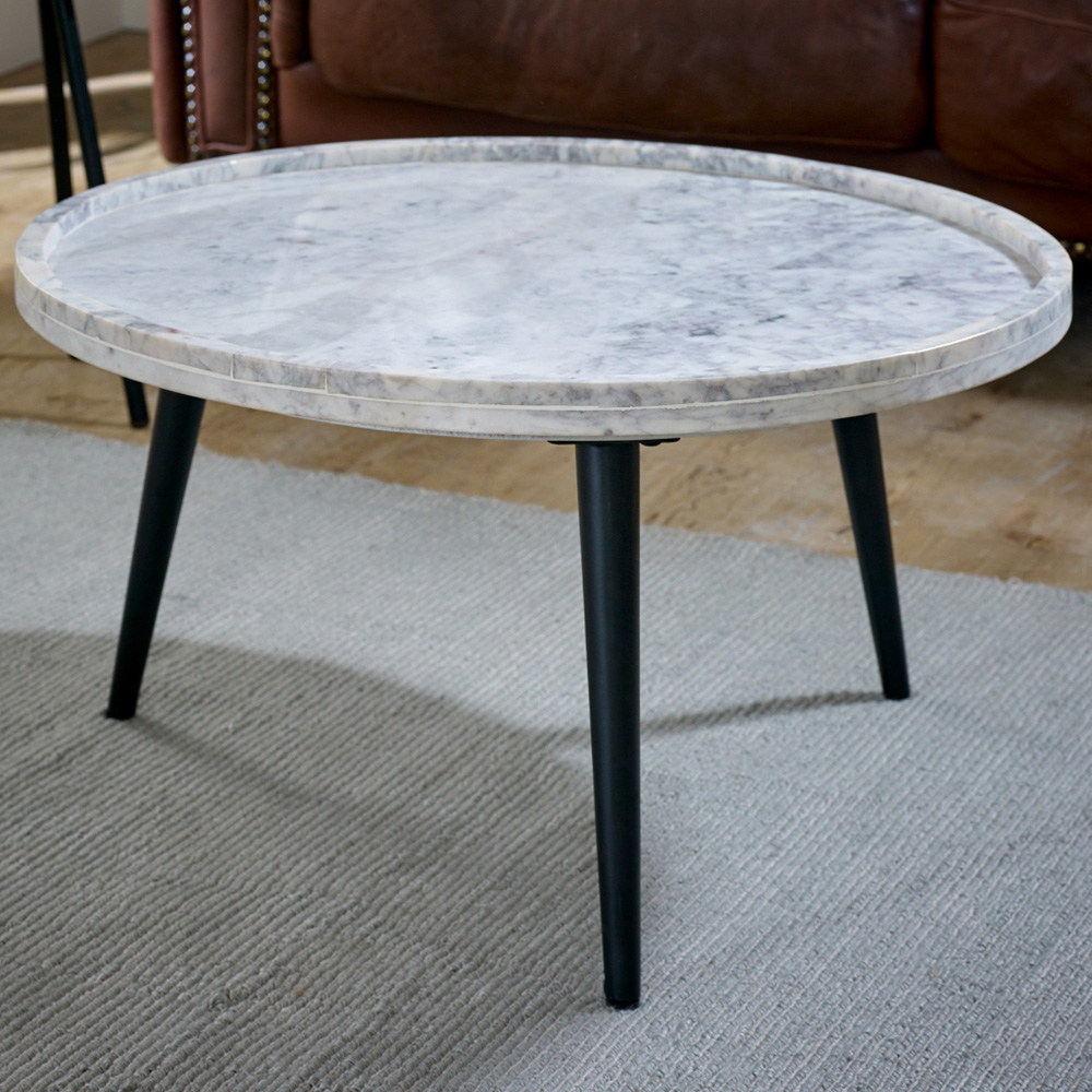 Brooklyn Opal White Marble Top Round Coffee Table Image 1