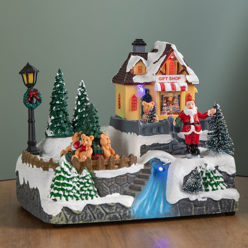 Samuel Alexander Light Up Christmas Gift Shop Snow Scene with Music and LED Lights 18cm Image 4