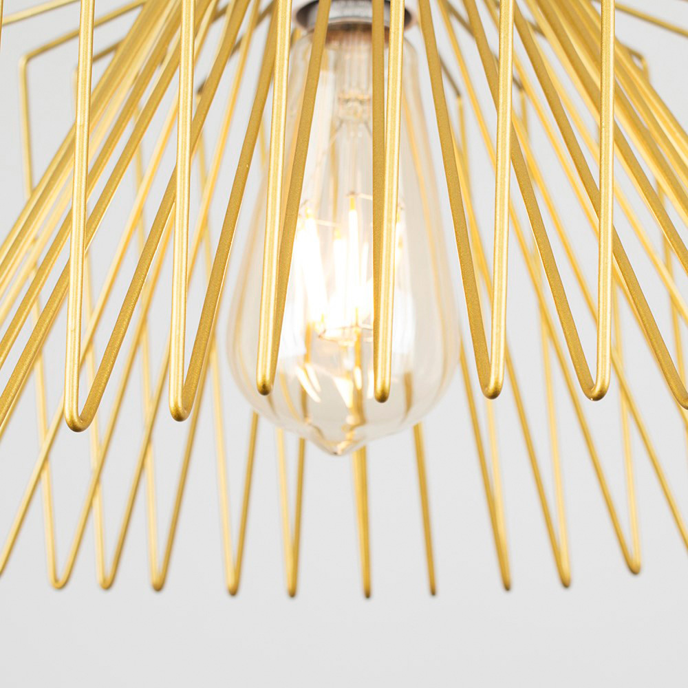 ValueLights Amadeus Gold Wire Pendant Shade Image 5