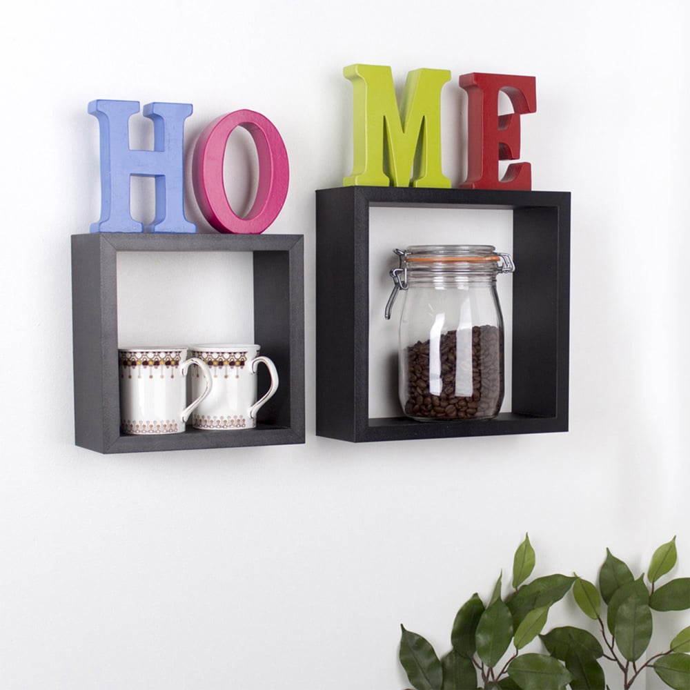 Core Products Hudson Matt Black Wall Cube Shelf Set of 2 Image 3