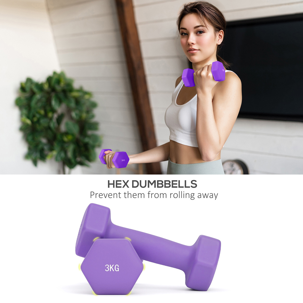 SPORTNOW Pink Hex Dumbbell Set with Storage Rack 6 Pack Image 7