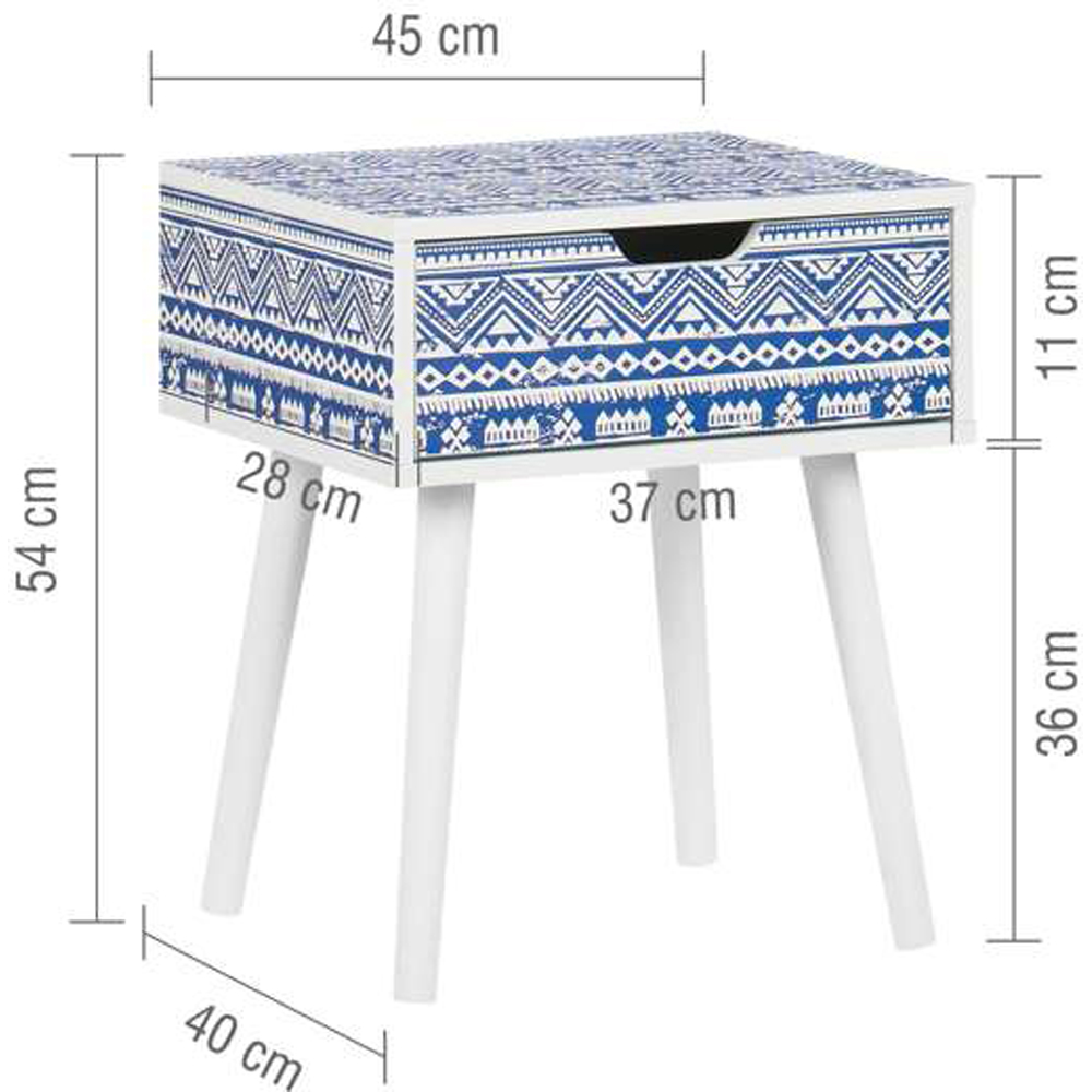Birlea Santorini Single Drawer Blue and White Bedside Table Image 5