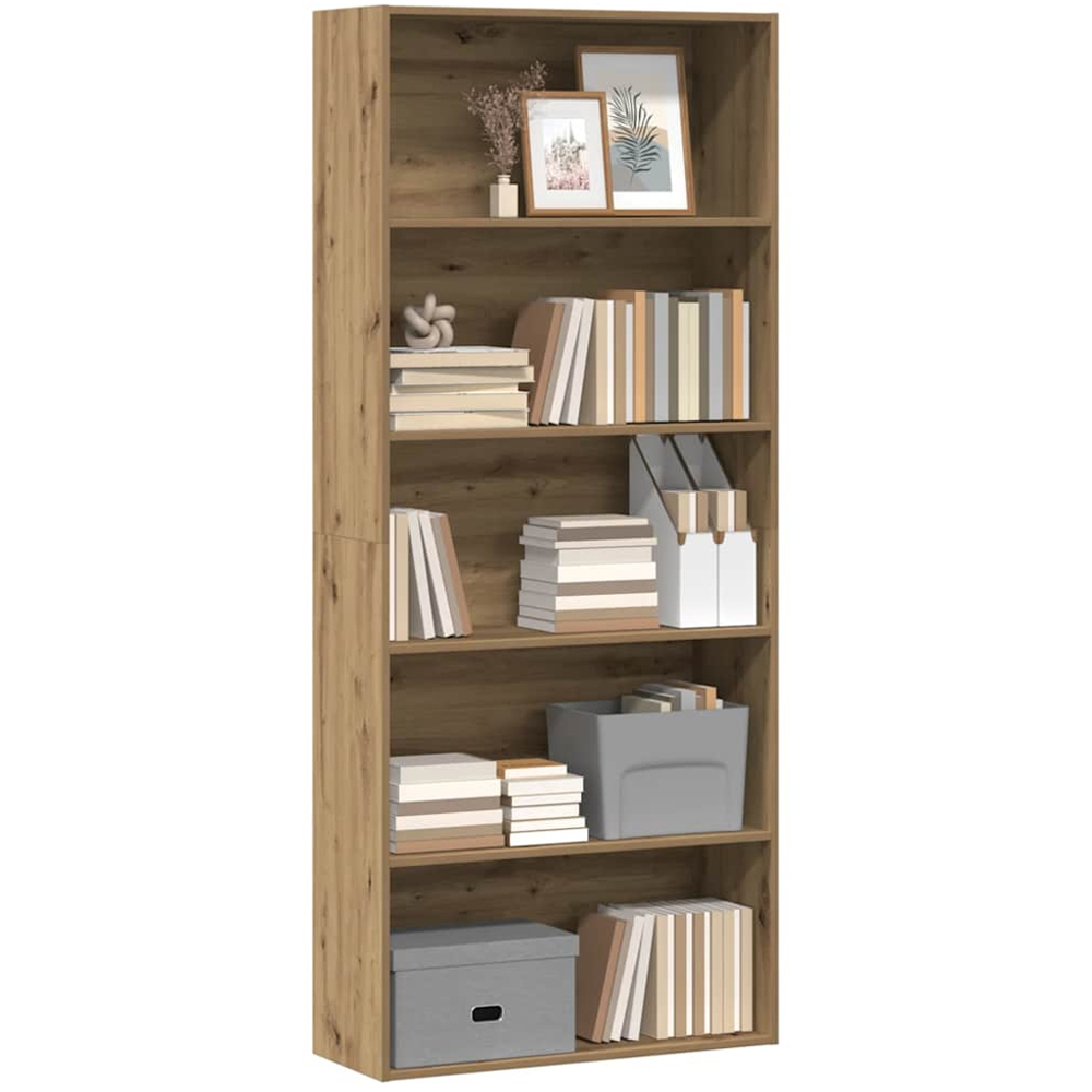 vidaXL 5 Shelf Artisanal Oak Bookcase Image 3