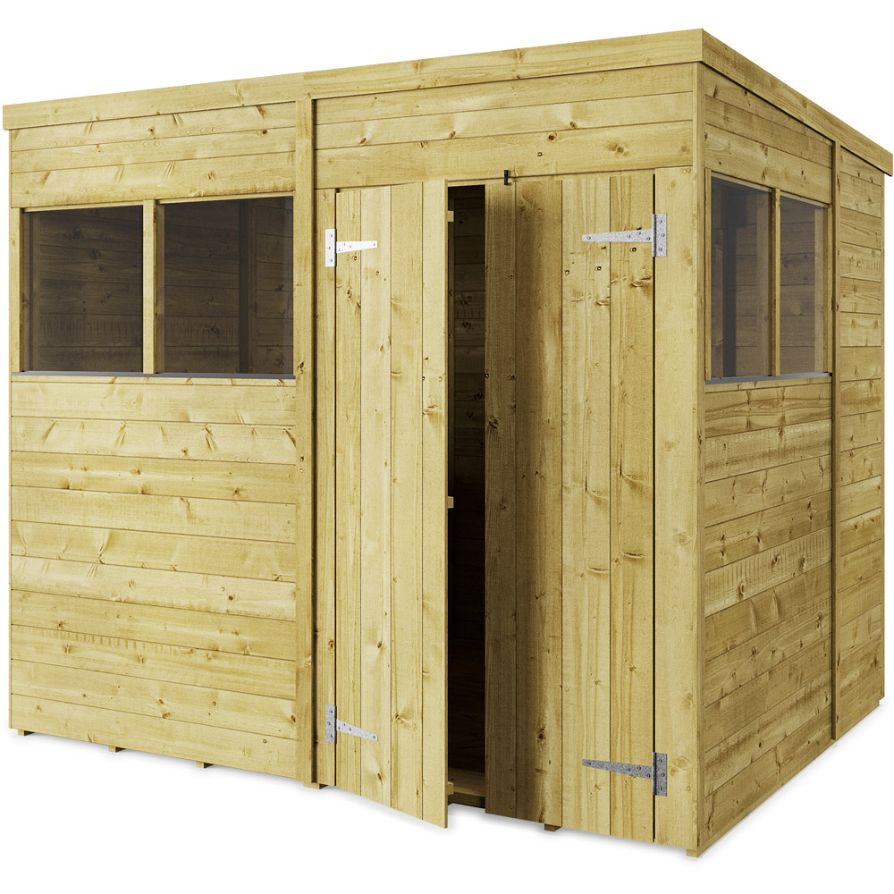 StoreMore 8 x 6ft Double Door Tongue and Groove Pent Shed with Window Image 1