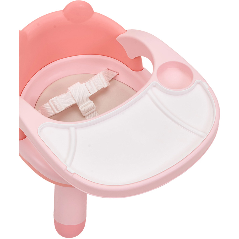 H&O Direct Pink Low Plastic Baby Feeding Chair with Tray and 3 Point Harness Image 3