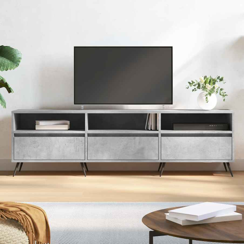 vidaXL 3 Door 3 Shelf Concrete Grey TV Cabinet Image 1