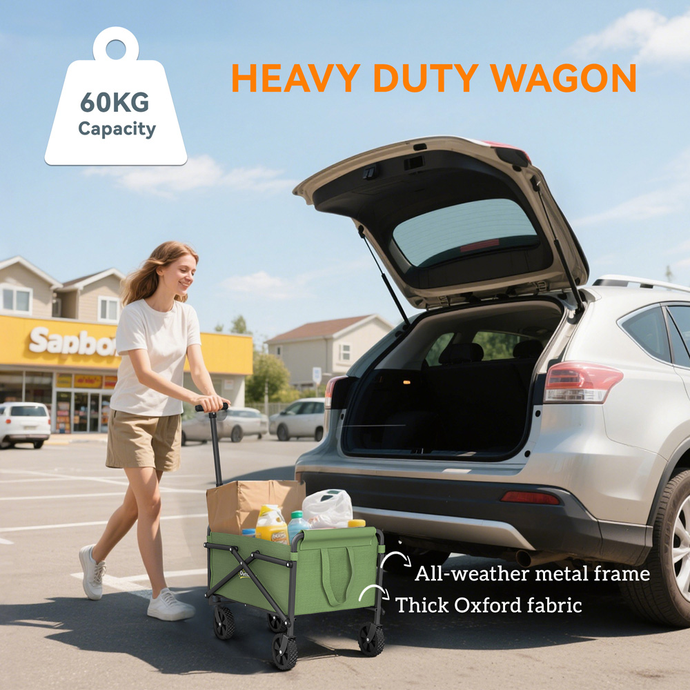Outsunny 41L Green Heavy Duty Folding Garden Trolley Image 5