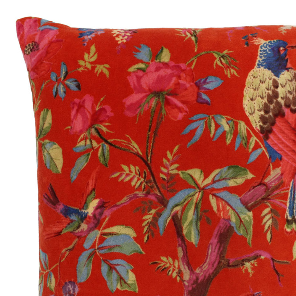 Paoletti Paradise Orange Velvet Cushion Image 2