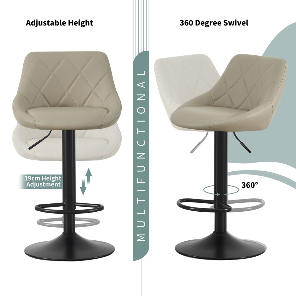 Stanley Brown Height Adjustable Kitchen Bar Stool with Footrest Set of 2 Image 4