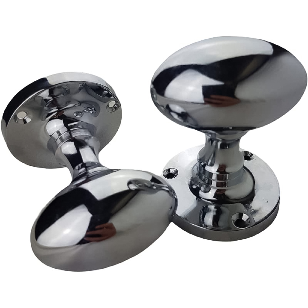 Golden Grace Polished Chrome Finish Oval Mortice Sprung Door Knob Set Image