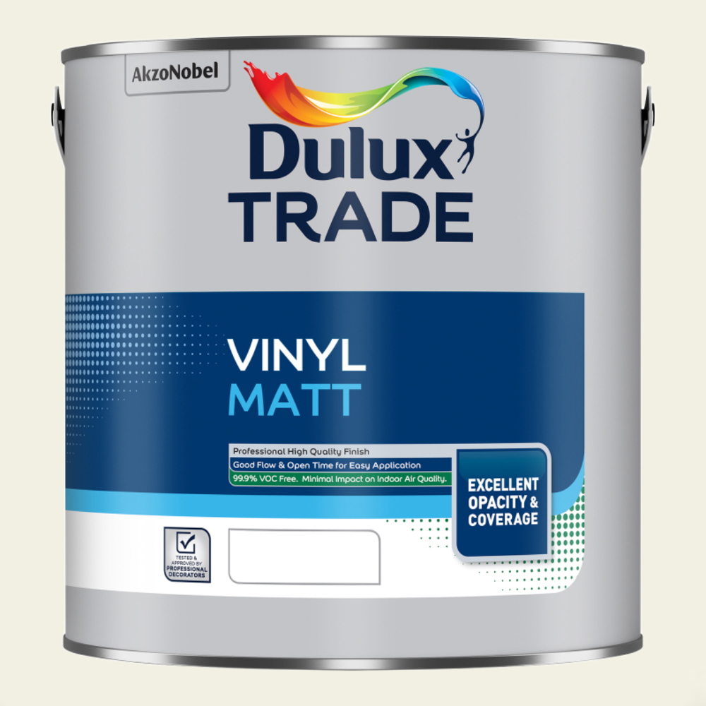 Dulux Trade Piano White Walls and Ceilings Vinyl Matt Paint 2.5L Image 2