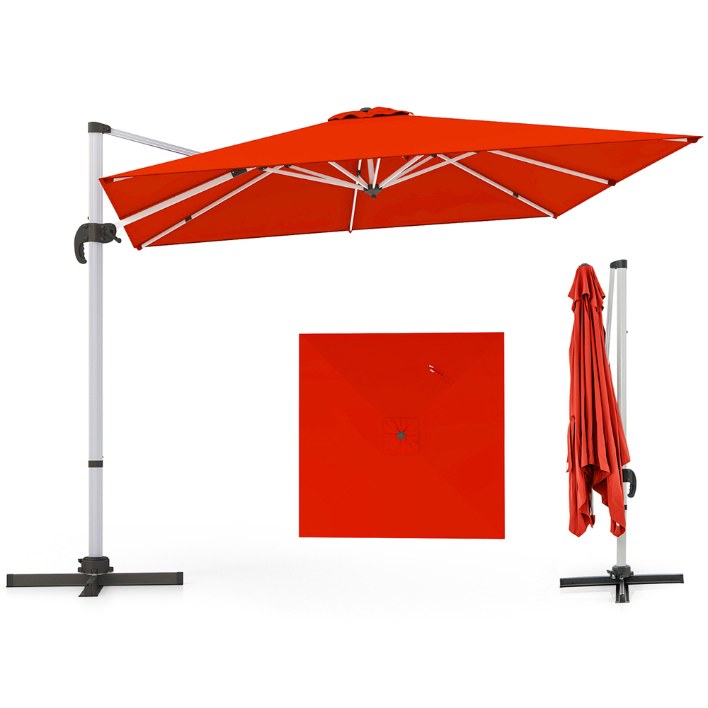 Costway Orange Rotating and Adjustable Tilt Patio Cantilever Umbrella 3m Image 1