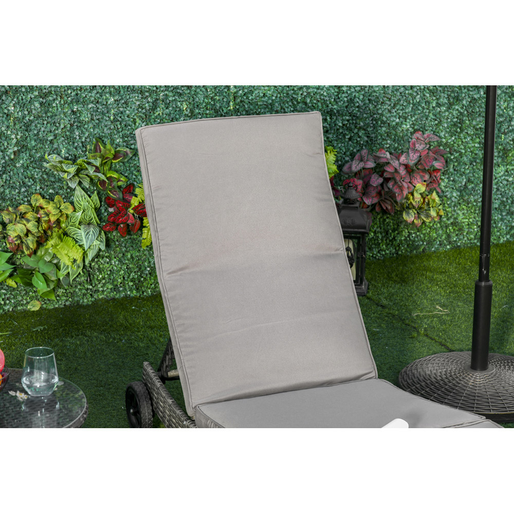 Outsunny Grey Rattan Sun Lounger with Wheels Image 3