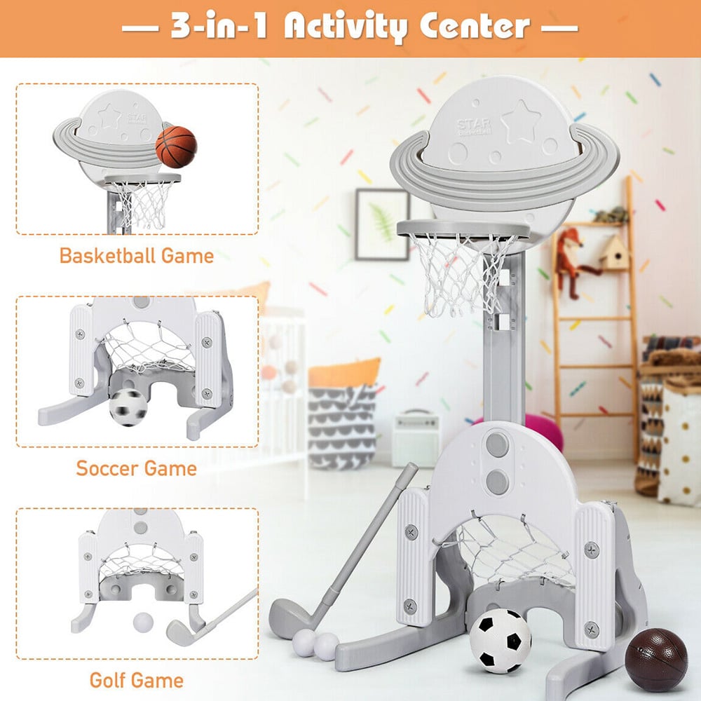 Costway 3 in 1 Adjustable Basketball Stand with Goal Net Image 6
