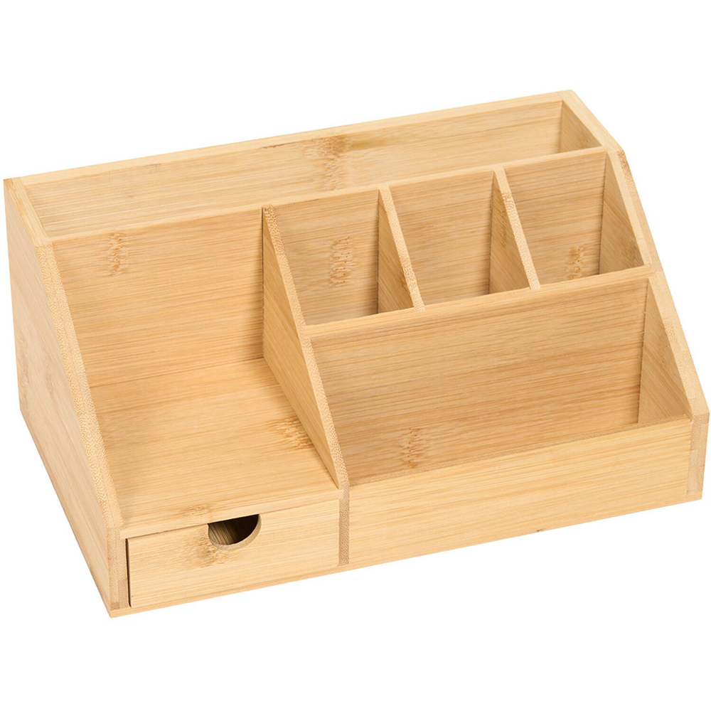 Bamboo Desk Tidy with Drawer Natural Image 4