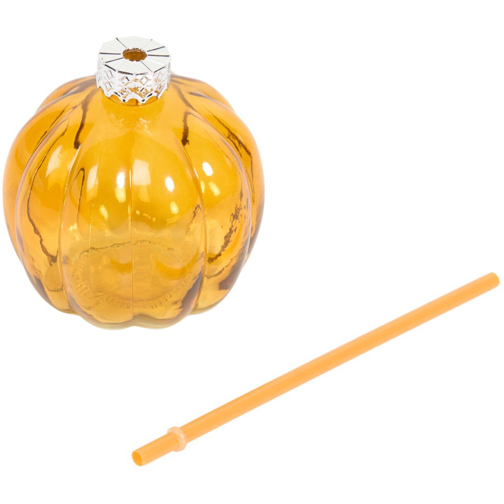 Pumpkin Shape Glass with Lid and Straw Image 6