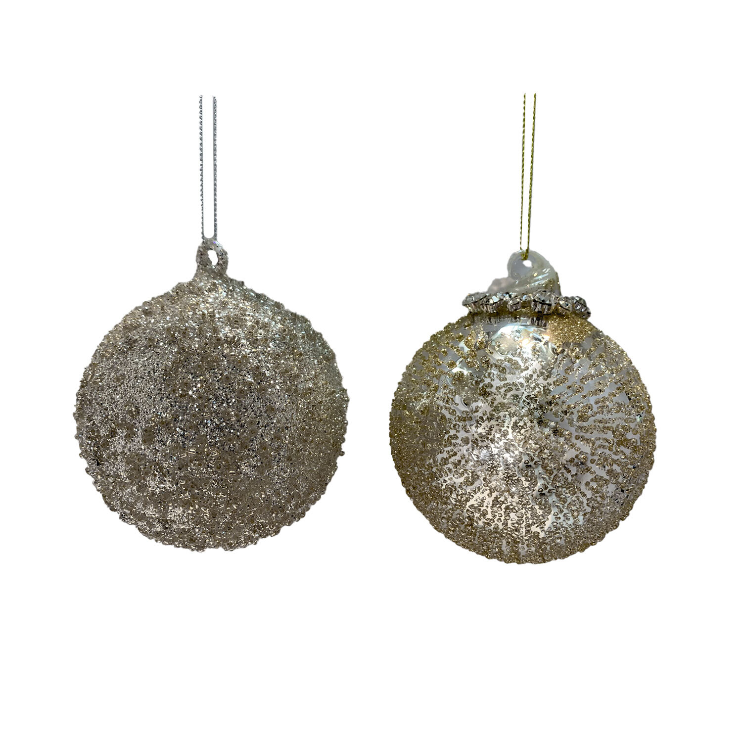 Single Chic Noir Gold Glittered Glass Bauble in Assorted styles Image