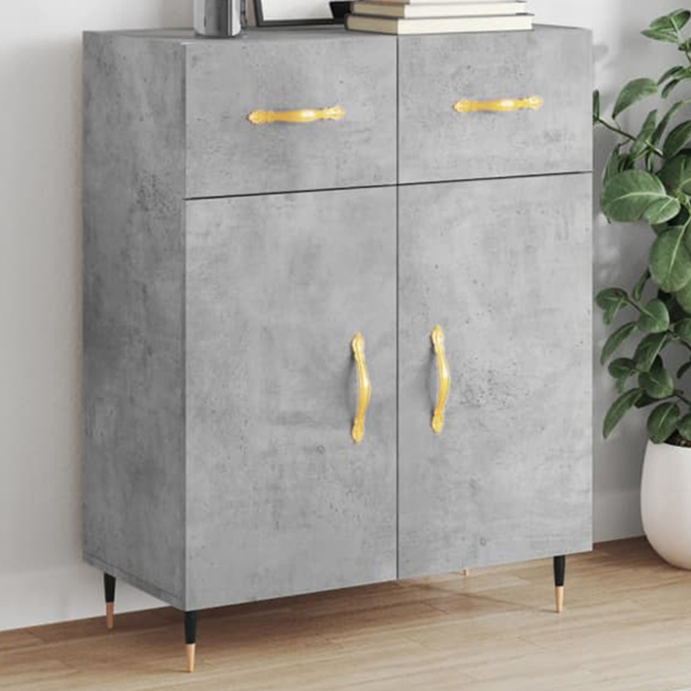 vidaXL 2 Door 2 Drawer Concrete Grey Wooden Sideboard Image 1