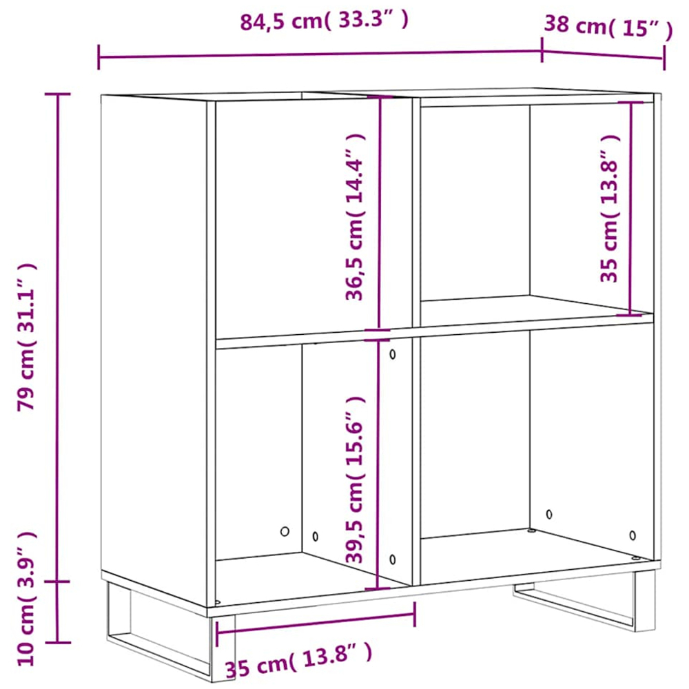 vidaXL 3 Shelf White Record Cabinet Image 9