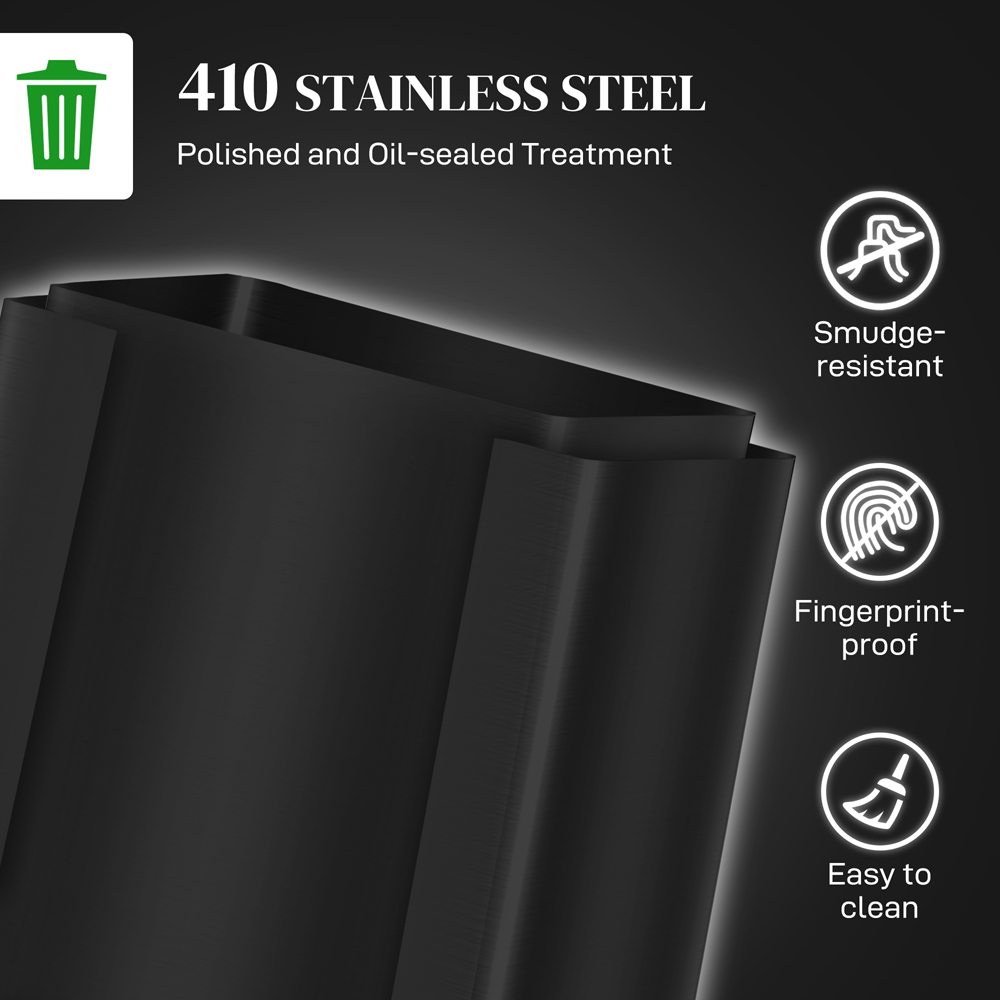HOMCOM Double Black Pedal Bin with Soft-Close Lid 25L Image 5