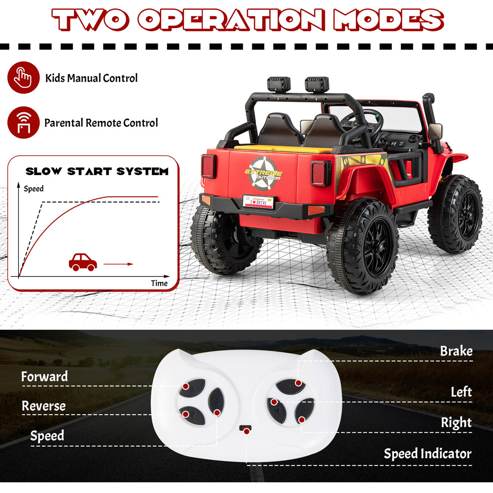 Costway Red Kids Electric Ride On Car with Music and LED Light Image 4