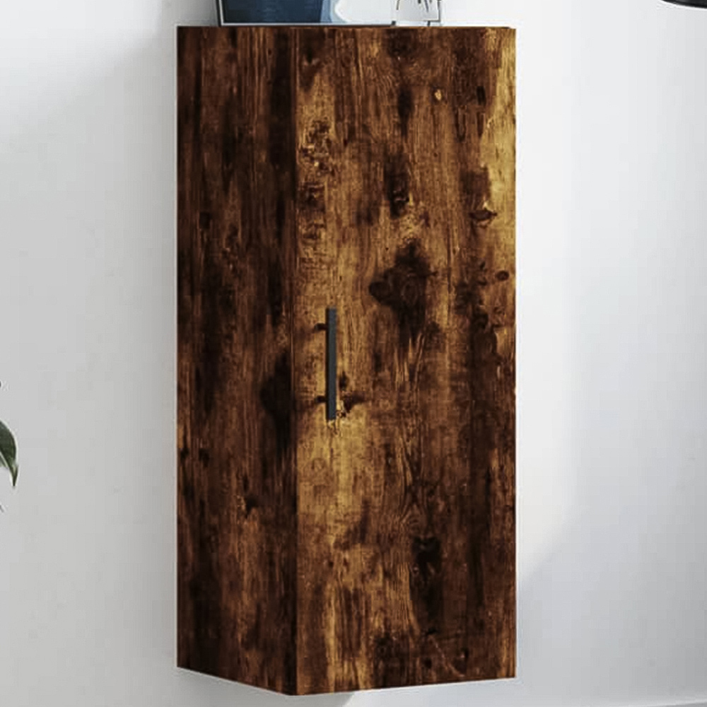 vidaXL Single Door Smoked Oak Wooden Wall-Mounted Cabinet Image 1