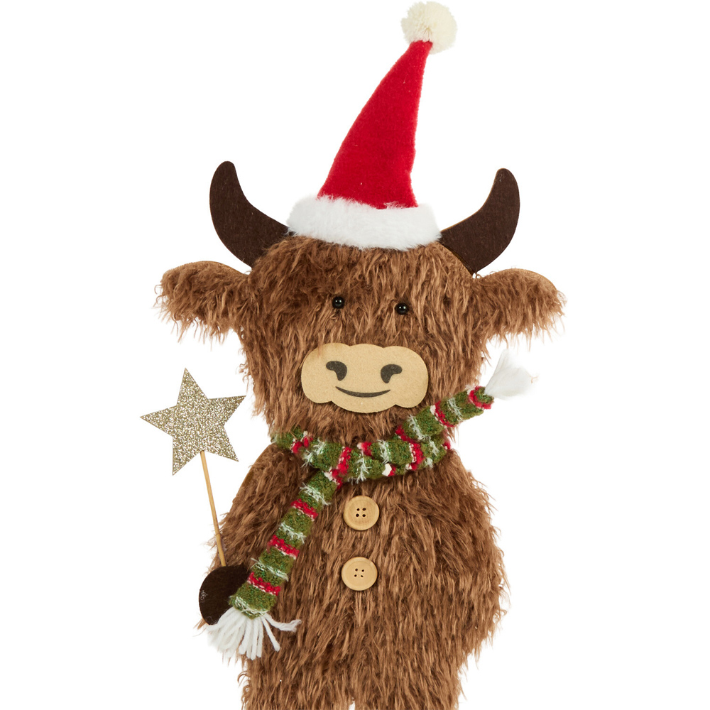 Christmas Highland Cow Standing Decoration Brown Image 3