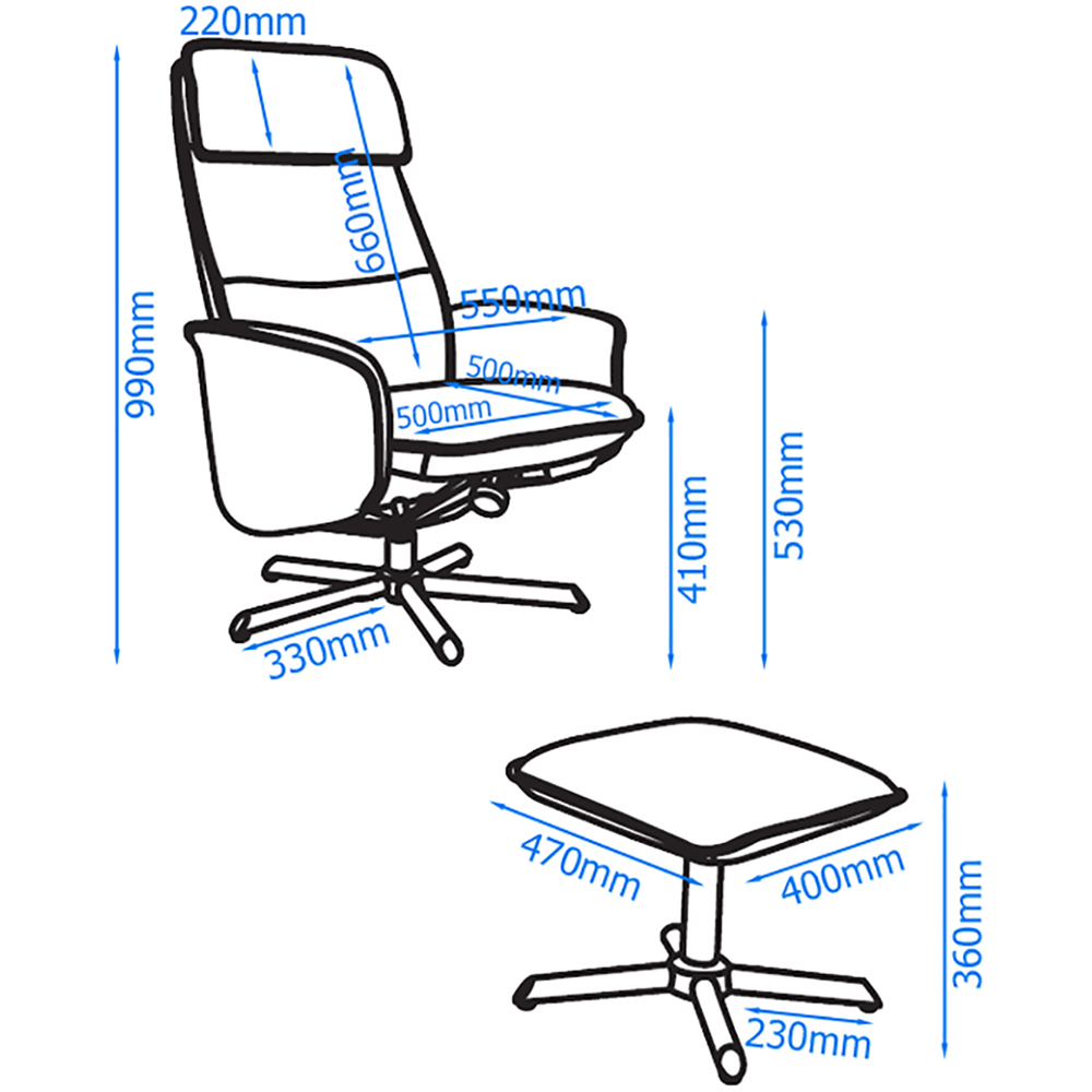 Dorel Belding Grey Faux Leather Recliner Chair with Footstool Image 7
