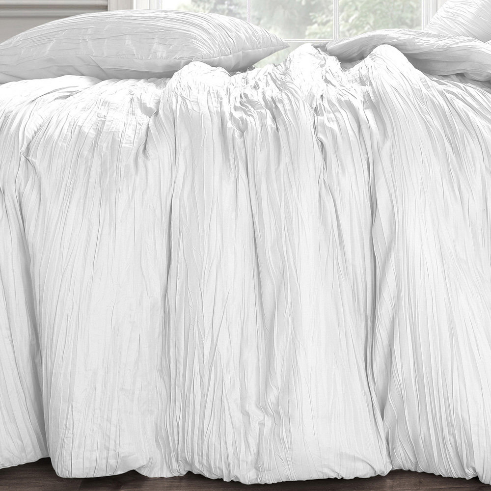 Velosso Calais King Size White Crinkle Duvet Set Image 3