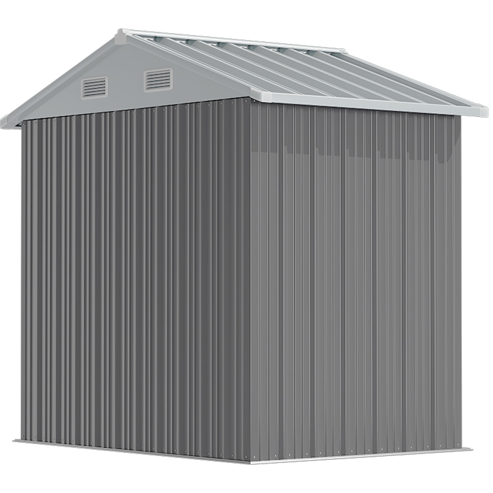 Living and Home 6 x 8ft Grey and White Metal Apex Garden Storage Shed Image 5